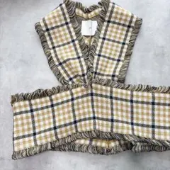 【美品】TAN タン フリンジ チェック ニットビスチェ ベスト 日本製のサムネイル