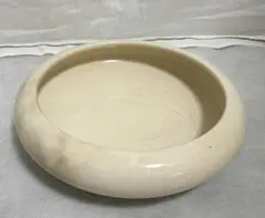 花器 フラワーベース 丸型 陶器製 クリームホワイト 直径約26cm