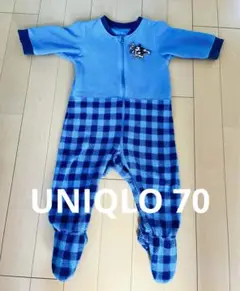 sale ユニクロ 70フリース　ミッキー　長袖　足つき　ロンパース　パジャマ