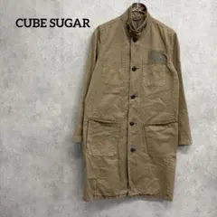 キューブシュガー　CUBE SUGAR ロングコート　M キャメル　コットン