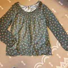 THE EMPORIUM 花柄シフォンブラウス 長袖 グリーンのサムネイル
