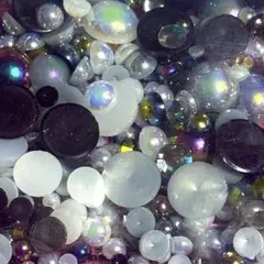 【新品】デコパーツ デコレ プラパーツ パール ブラック 約500個 まとめ売り