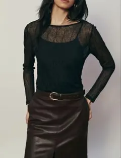 H&M ドレープレーストップス ブラック Sのサムネイル