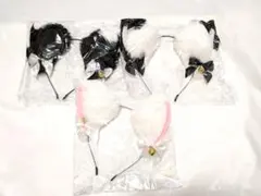 ふわふわ猫耳カチューシャ３個セットハロウィンコスプレ学園祭　 鈴付き　まとめ売り