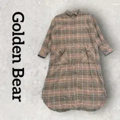 Golden Bear シャツワンピース チェック柄ロングシャツ (М)ブラウン