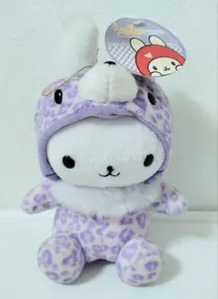 うさずきん ぬいぐるみ ヒョウ柄 豹柄 パープル 紫 うさぎ 平成 レトロ