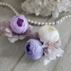 造花 コサージュ 2個セット 紫 ピンク