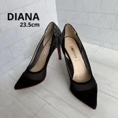 DIANA黒/グリッター ハイヒール パンプス ／レッドソール 23.5cm