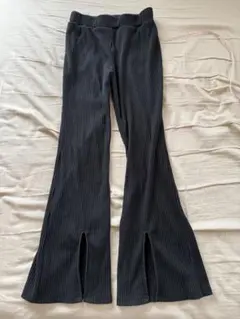 SLYリブ編みフレアパンツ 黒