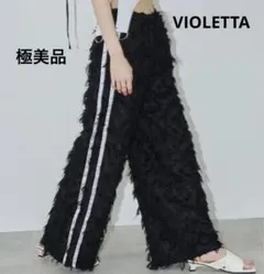 極美品⭐︎VIOLETTA サイドラインフリンジベロアワイドパンツ