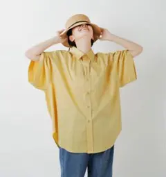 【美品】THE SHINZONE ワイドスリーブシャツ 34 イエロー コットンのサムネイル