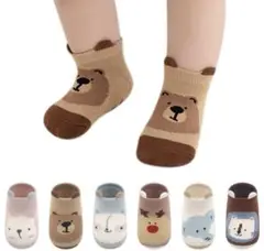 動物柄ベビー靴下　滑り止め付き　6足セット