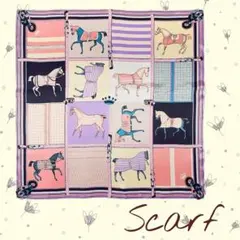 エレガントな馬柄シルク風スカーフ　大判スカーフ　ファッション　式典　入学式