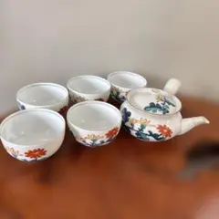 花柄急須と茶碗セット