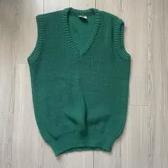 古着 コットンニットベスト　緑ベストのサムネイル