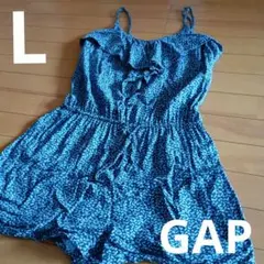 大きめL　ショートパンツ　サロペット　GAP リゾート　部屋着　つなぎ　ブルー系のサムネイル