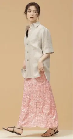 ［新品］ナノ•ユニバース　ぼかしプリントロングスカート