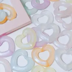 【AB57】蓄光　ハートビーズ　パステルカラー　約28mm 20個