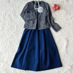 【セレモニーコーデ】SHIPSジャケットCADIEUX BEAMSワンピースM紺