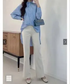 【美品】GRL センタープレスセミフレアパンツ[gm325]アイボリー