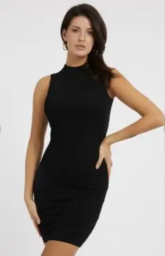 GUESS ノースリーブ ブラック ニットワンピース