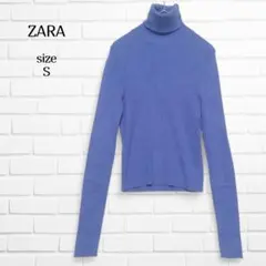 ザラ ZARA リブニット タートルネック 紫 S 春カラー スリムフィット
