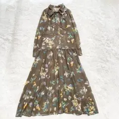 新品タグ付✨24年グレースコンチネンタル フラワープリント ボウタイ ワンピース