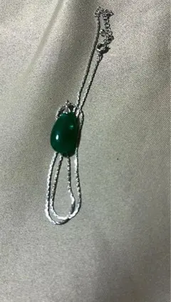 緑色滴型ペンダントネックレス シルバー925