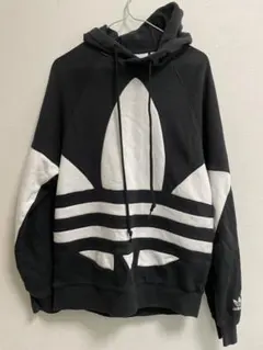 adidas フード付きパーカー S ブラック/ホワイト