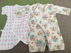 ロンパース カバーオール　2way 長袖　女の子　北欧　前開き肌着　西松屋　洋梨
