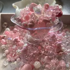 新色】レジン ヘアゴム 花モチーフと猫ちゃん リボン ピンク系◡̈