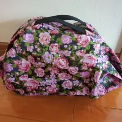最後の1点 ハンドメイド　簡単折り畳みエコバック　シュパット（中）薔薇　バラ