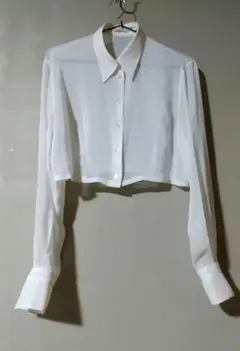 COMME CE DU MODE アイボリークロップドシアーシャツのサムネイル