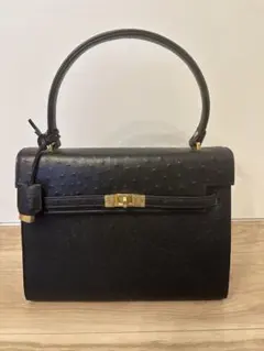 オーストリッチレザー☆ハンドバッグ.ブラック