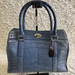 ニャン様専用GRES グレ クロコ ハンドバッグ JRA ブルー レザー