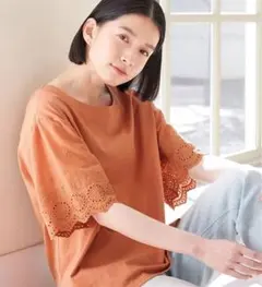 最終お値下げ　未使用　綿100% レース切り替え　Tシャツのサムネイル