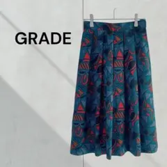 グレード 幾何学　プリーツスカート カラフル　古着　レトロ　個性的　ヴィンテージ