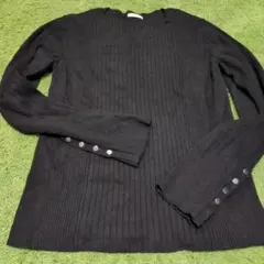 GU 黒 リブ編み 長袖ニット