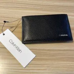 未使用 Calvin Klein ブラック レザー カードケース