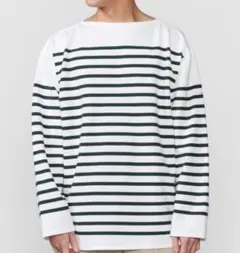 ORCIVAL ラッセルフレンチセーラーTシャツ 白と緑のストライプ