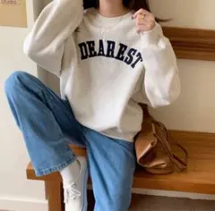 レディース トレーナー ロゴ入り　ゆったり スウェット おしゃれ カジュアル L