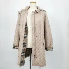 /◇a【フード着脱式】バーバリー 裏地ノバチェック柄 キルティング コート