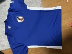 青いVネックサッカー応援Tシャツ