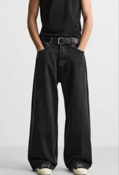 ZARA エクストラバギーデニム　ブラック　eur36 M〜L