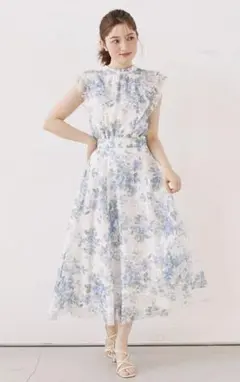 新品☆トッコクローゼットガーデンローズシアーチェックフリルブラウス＆スカート