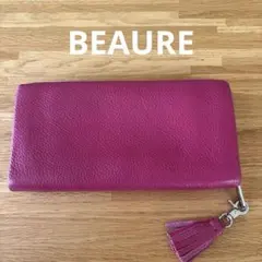 BEAURE ♡♡本革 タッセル付き ラウンドファスナー長財布 ピンクのサムネイル