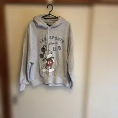 H&M ミッキーマウス プリント パーカー M グレー