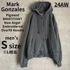 マークゴンザレス　ジップパーカー　ユーズド加工　刺繍　Y2K 大きめ　グレー　S