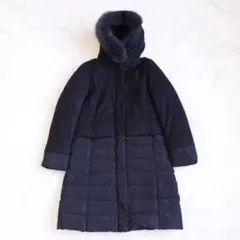 DAMA collection カシミヤ切り替えダウンコート ネイビー ファー