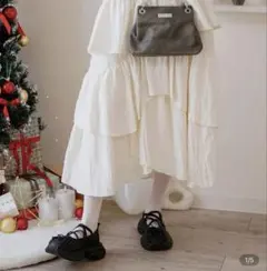 FRIFUL プリーツレイヤードスカート ホワイト　shein